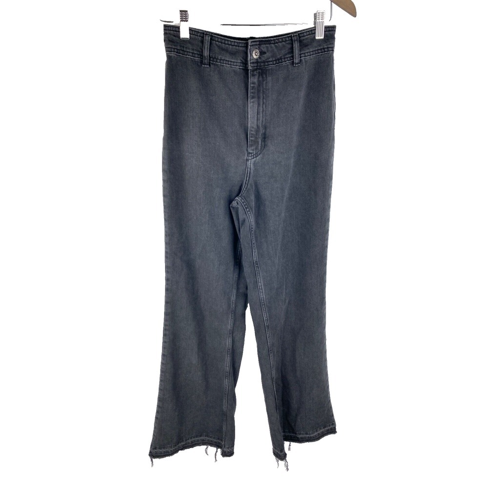 We The Free People Mindy High Rise Rigid Flare Raw Hem Jeans 28 Wide Leg